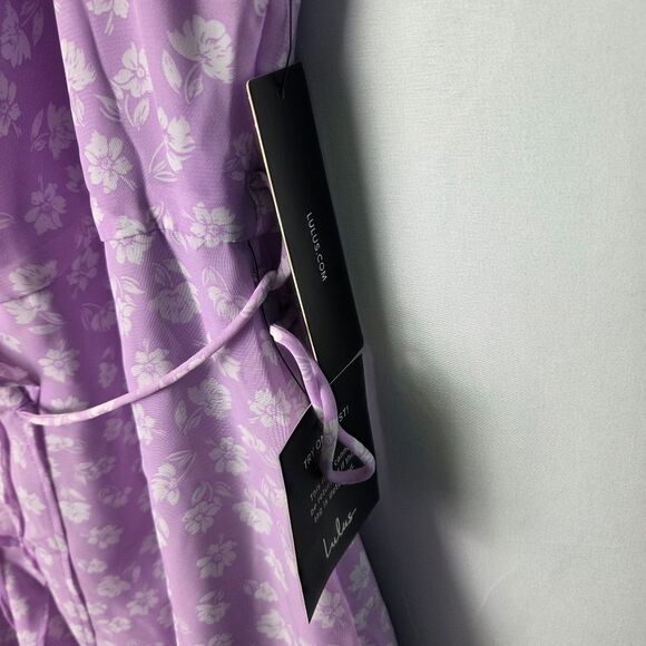 Lulus Lavender Floral Ruffle Wrap Maxi Dress Size Small - Picture 6 of 9
